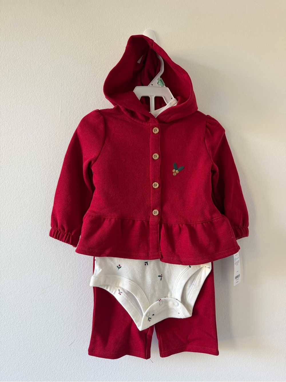Baby girls fleece hooded cardigan set, 18 months